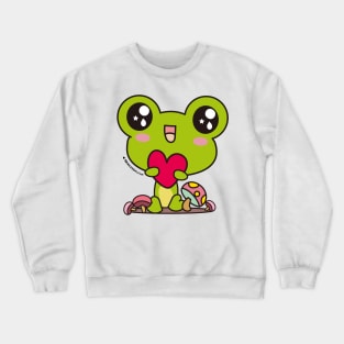 cute frog, kawaii frog cartoon Crewneck Sweatshirt